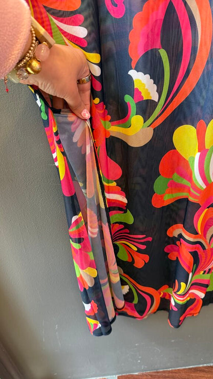 Mesh Floral Maxi Coverup Dress