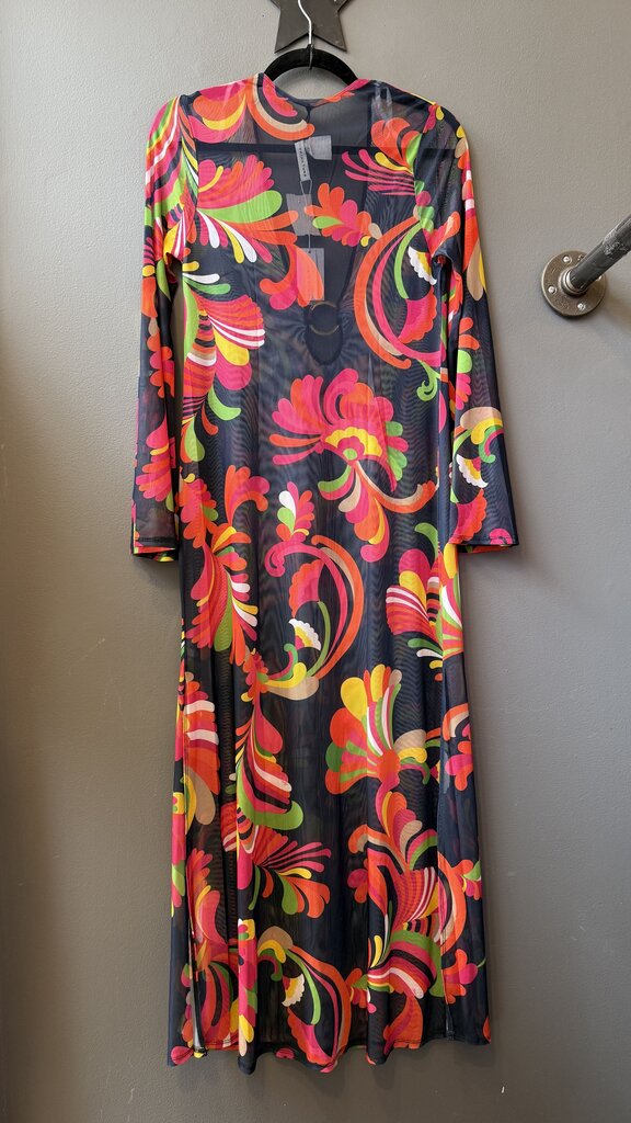 Mesh Floral Maxi Coverup Dress