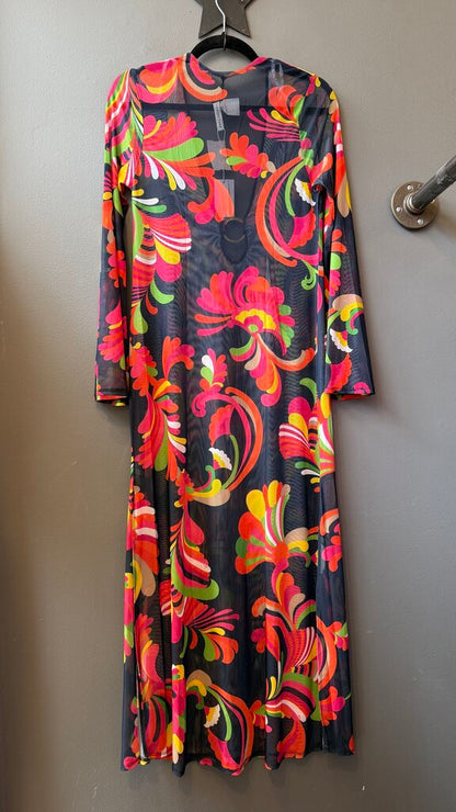 Mesh Floral Maxi Coverup Dress