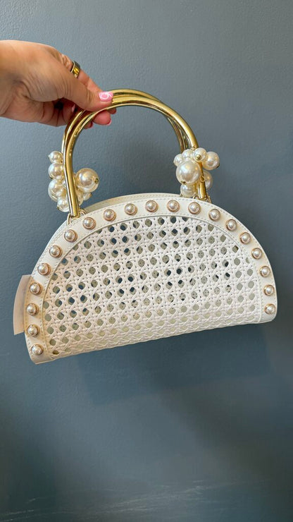 Pearl Cane Half Moon Bag