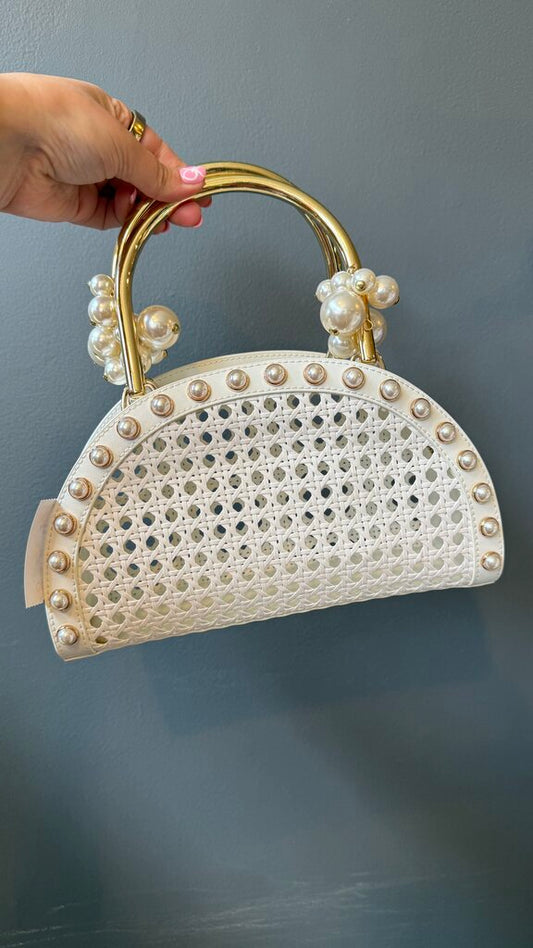 Pearl Cane Half Moon Bag