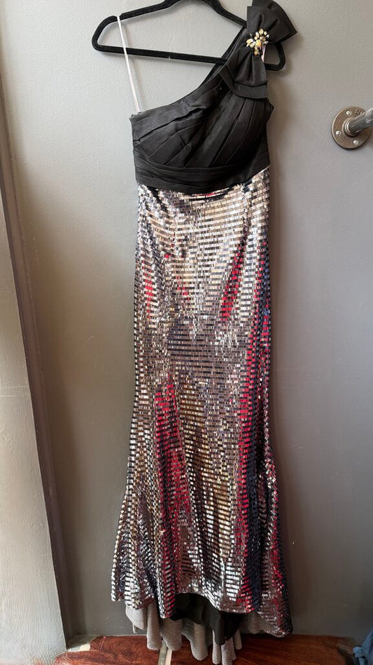 Sequin One Shoulder Maxi Gown Dress