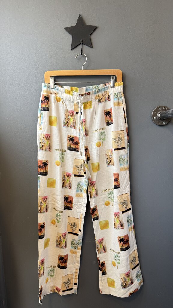 Linen Blend Postcard Wide Leg Pants
