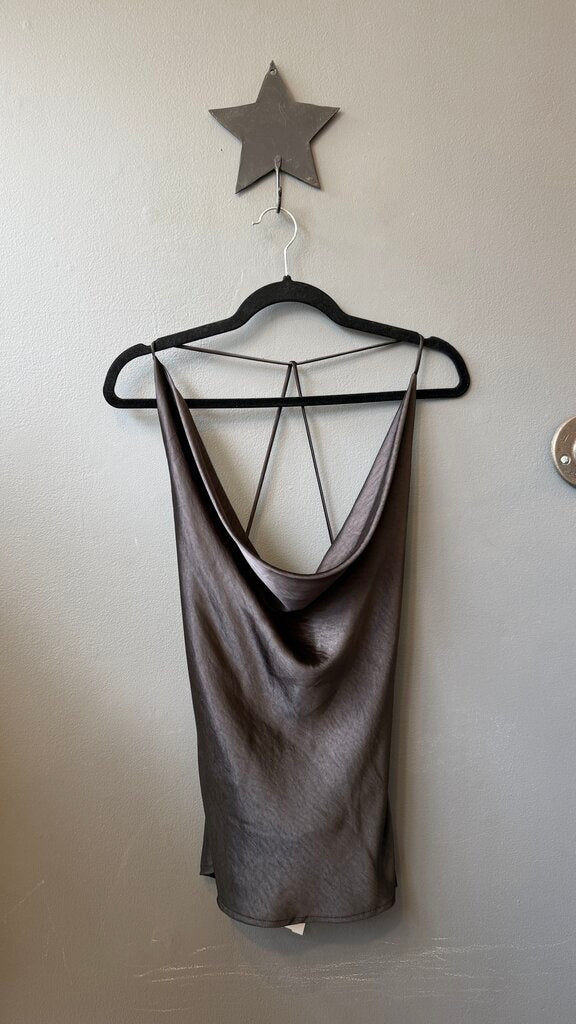 Satin Open Back Cowl Top