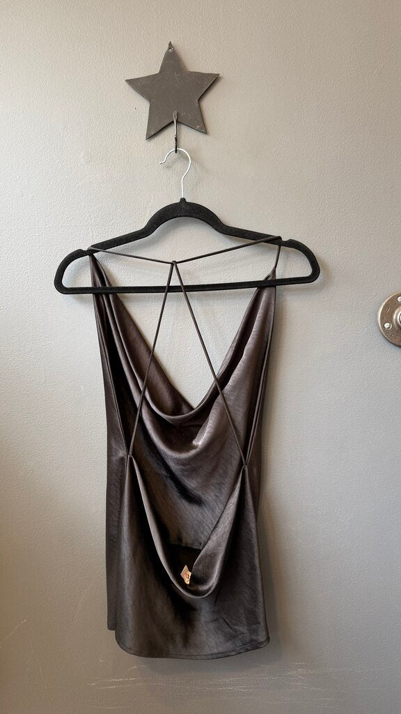 Satin Open Back Cowl Top