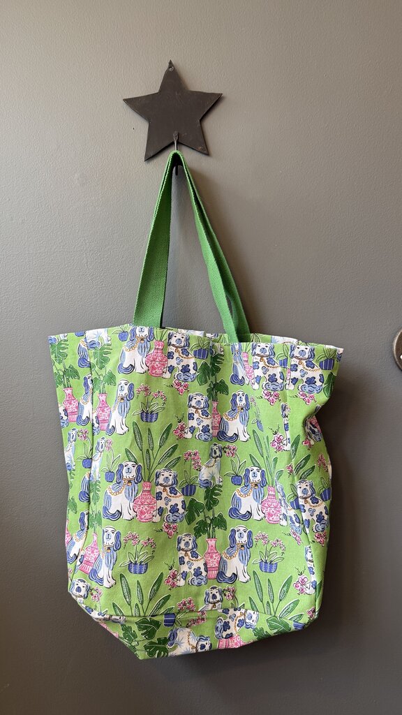 Staffordshire Dog Print Canvas Tote Bag