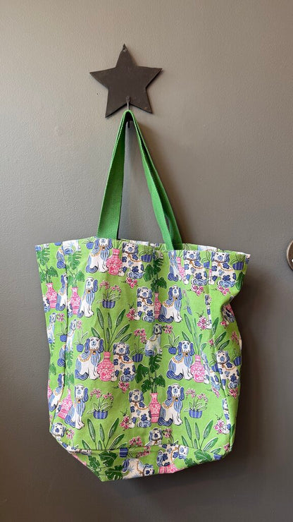 Staffordshire Dog Print Canvas Tote Bag