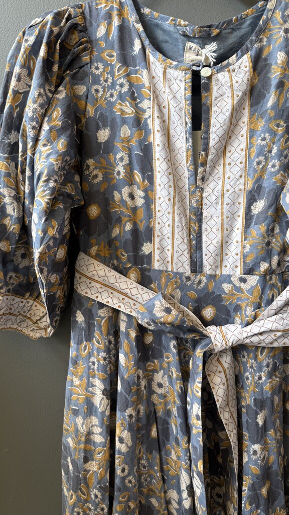Block Print Full Skirt Maxi Dress