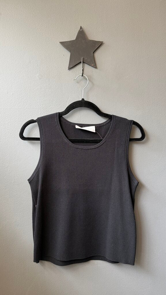 Ribbed Side Slit Knit Tank Top