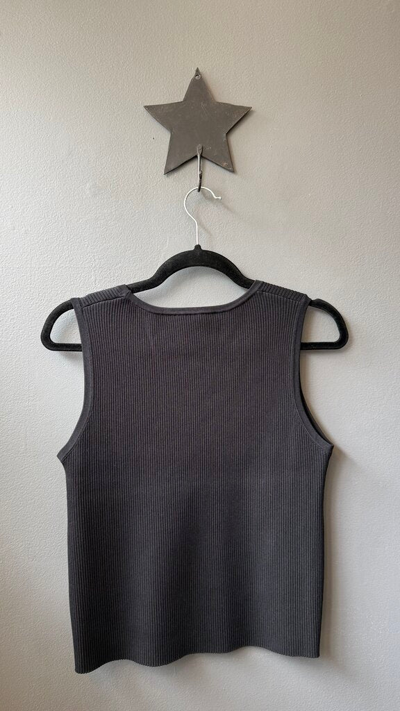 Ribbed Side Slit Knit Tank Top