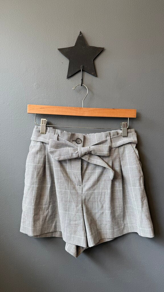 Petite High Rise Plaid Shorts