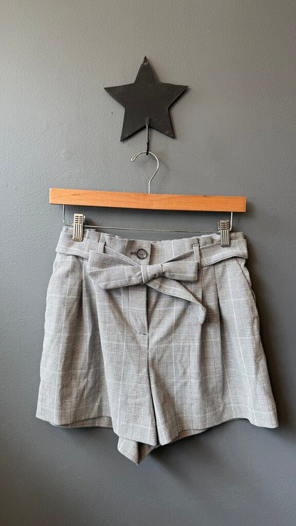 Petite High Rise Plaid Shorts