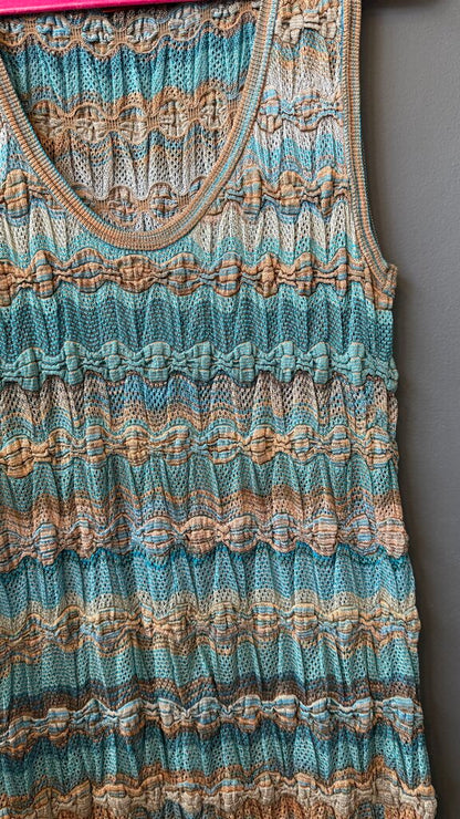Vintage Mesh Ruched Midi Sheath Dress