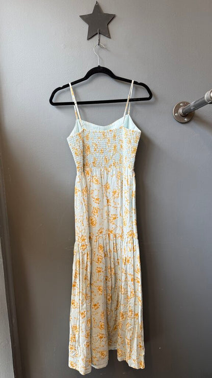 Linen Blend Floral Midi Dress