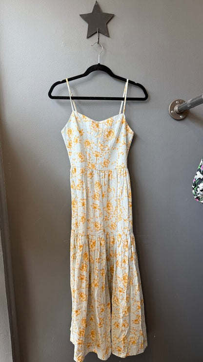 Linen Blend Floral Midi Dress