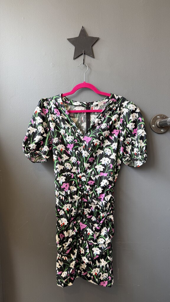 Poplin Floral Ruched Dress