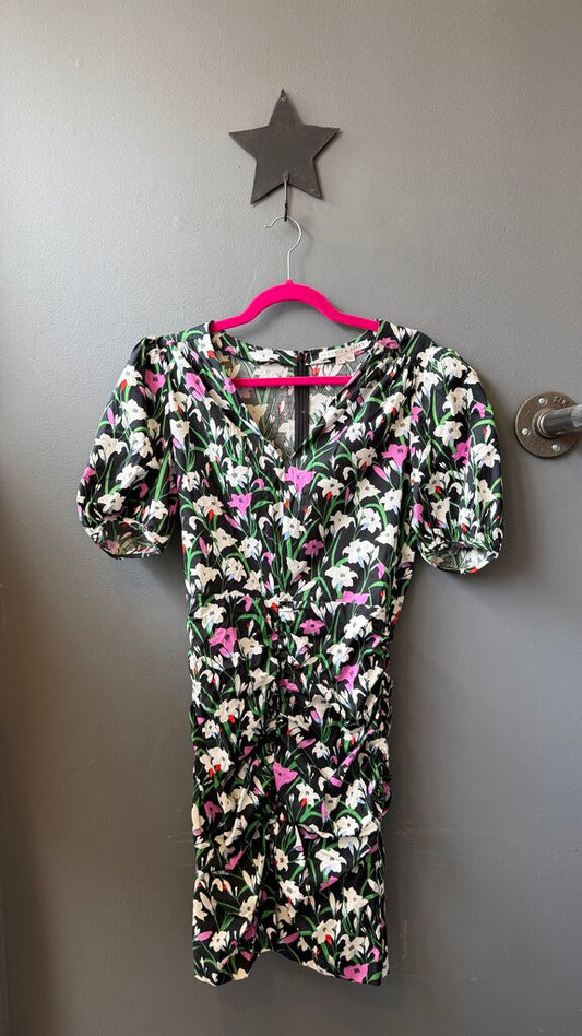Poplin Floral Ruched Dress