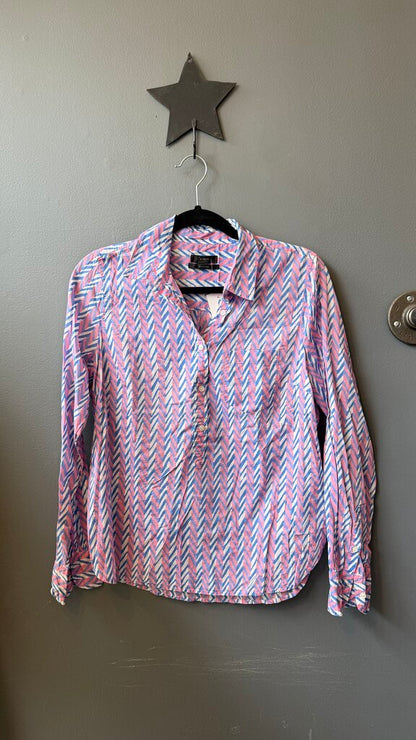 Herringbone Cotton Popover Top