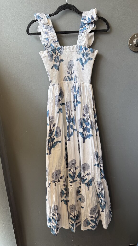 Block Print Smocked Maxi Dress