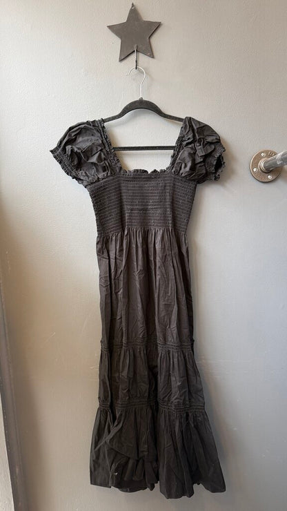 Smocked Cotton Poplin Midi Dress