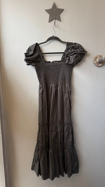 Smocked Cotton Poplin Midi Dress