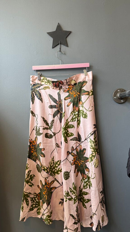 Floral Button Front Midi Skirt