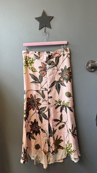 Floral Button Front Midi Skirt