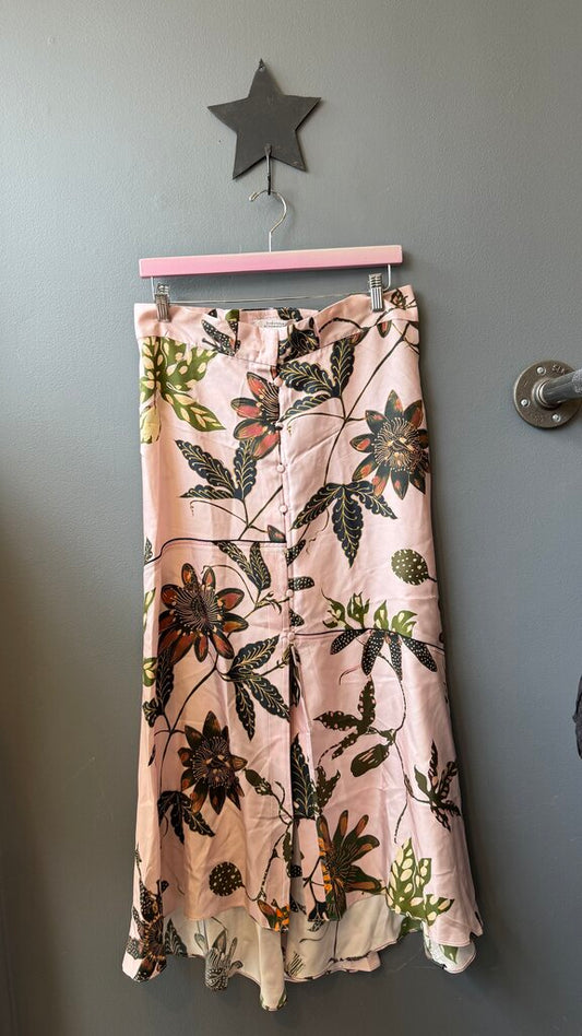 Floral Button Front Midi Skirt