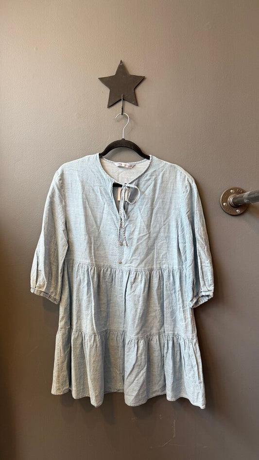 Tiered Denim Mini Dress