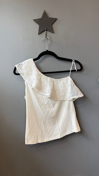 Lace One Shoulder Ribbed Top