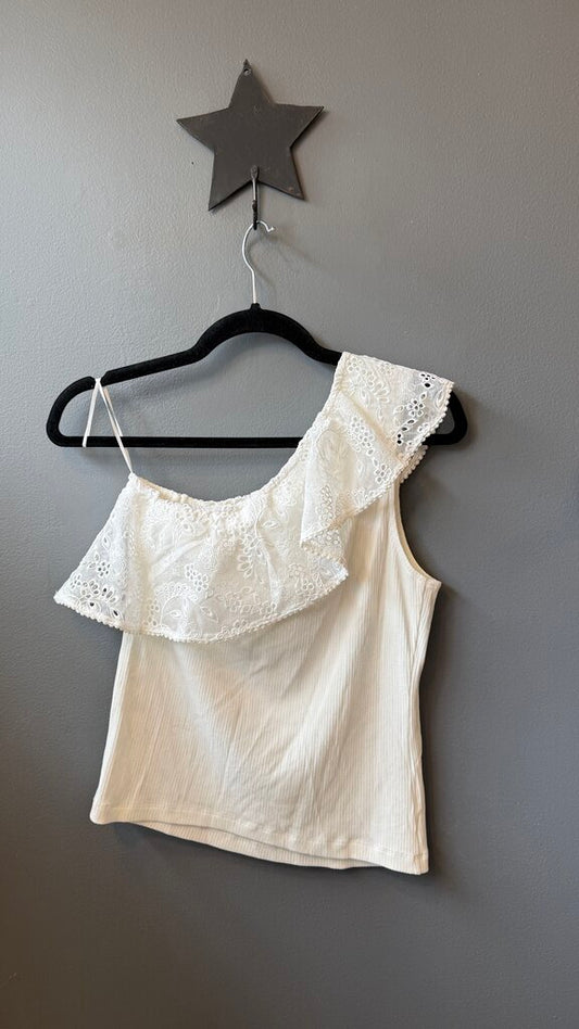 Lace One Shoulder Ribbed Top