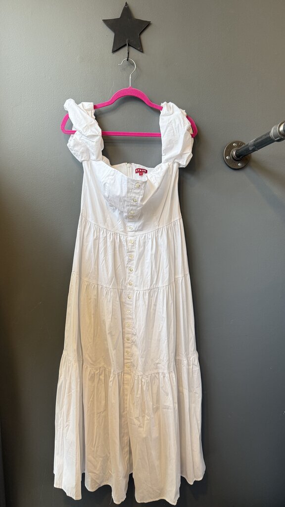 Puff Sleeve Poplin Midi Dress
