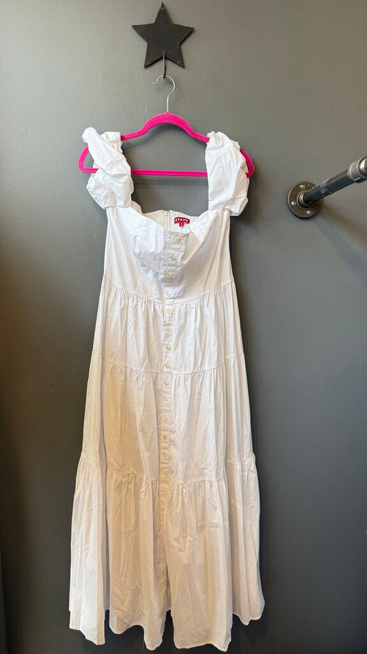 Puff Sleeve Poplin Midi Dress