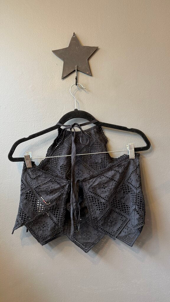 Lace Halter Tie Back Top
