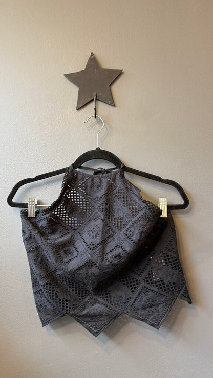Lace Halter Tie Back Top