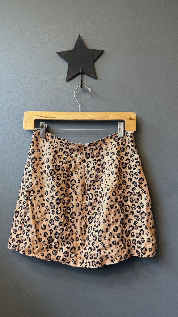 Linen Leopard Mini Skirt