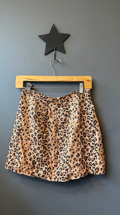 Linen Leopard Mini Skirt