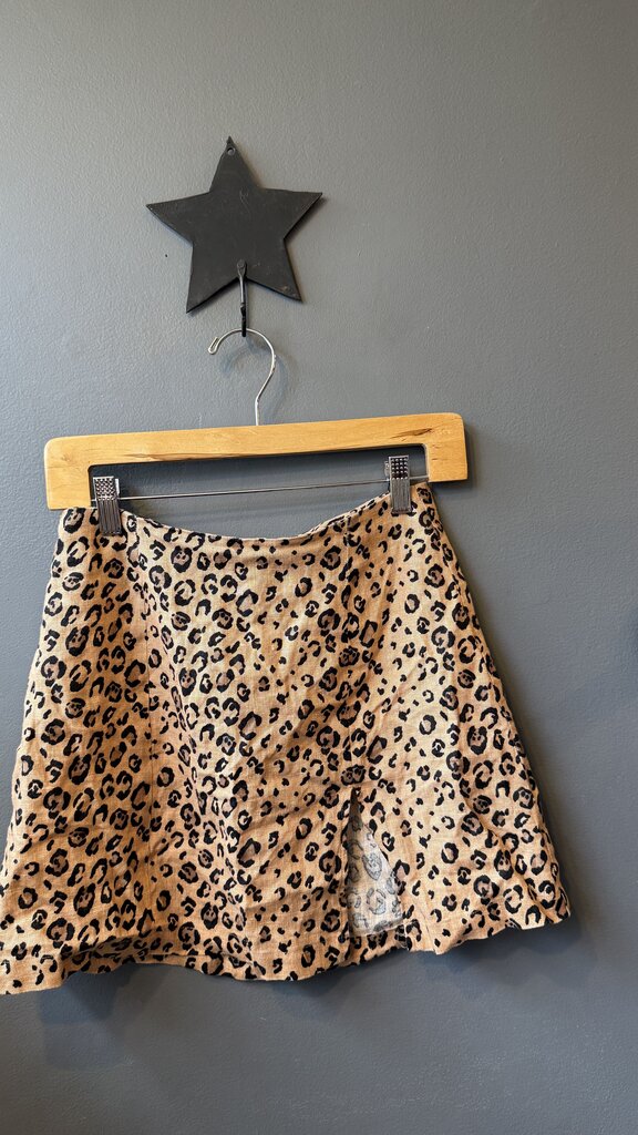 Linen Leopard Mini Skirt