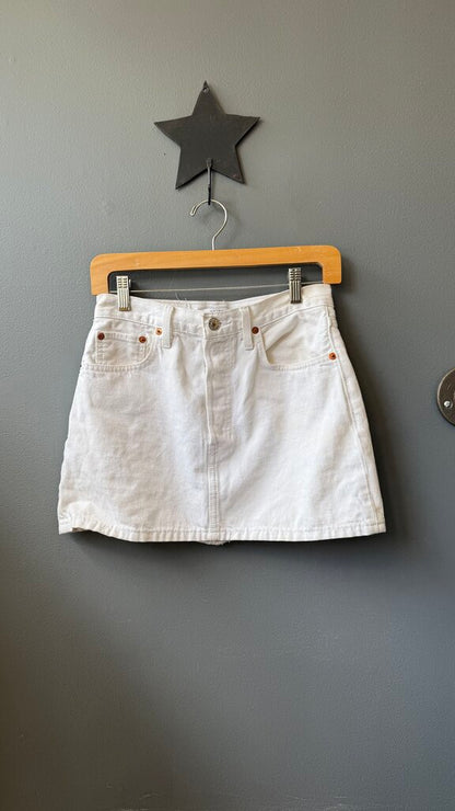 White Denim Mini Skirt