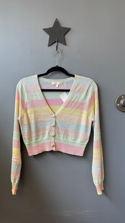 Metallic Stripe Cardigan Sweater