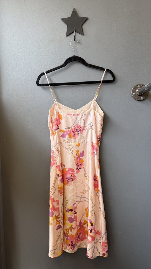 Silk Chain Floral Print Midi Dress