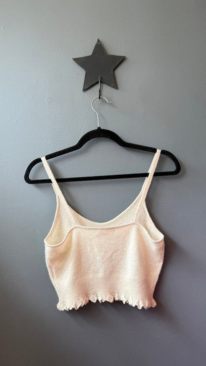 Ruffle Hem Cashmere Crop Cami