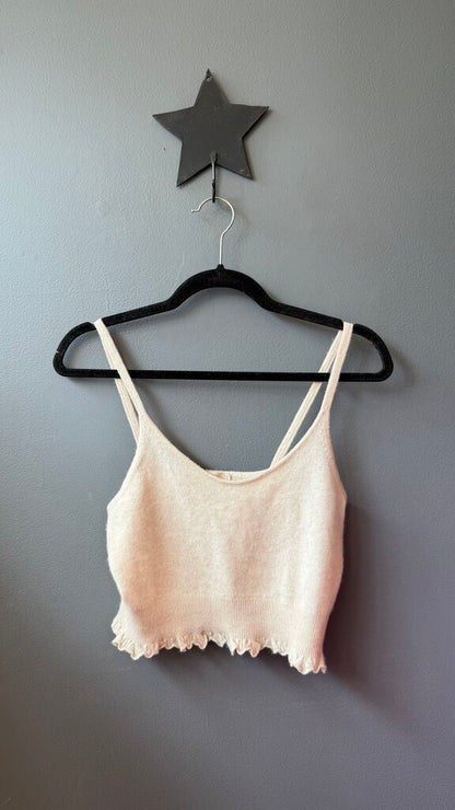 Ruffle Hem Cashmere Crop Cami