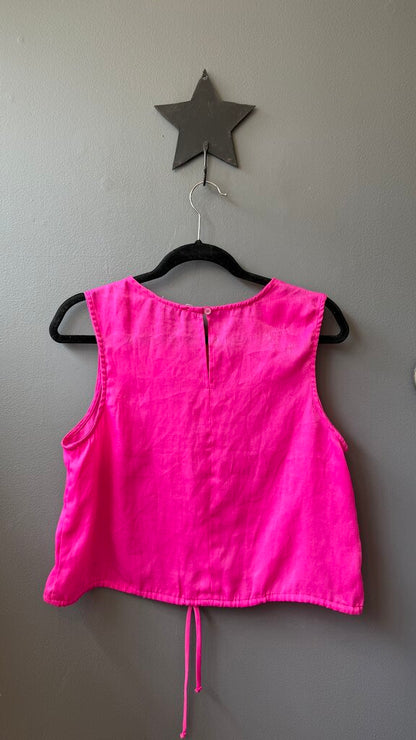 Satin Tie Waist Crop Top