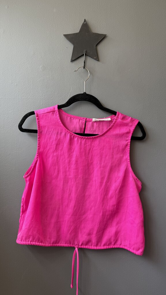 Satin Tie Waist Crop Top