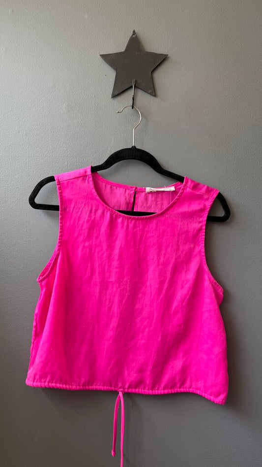 Satin Tie Waist Crop Top
