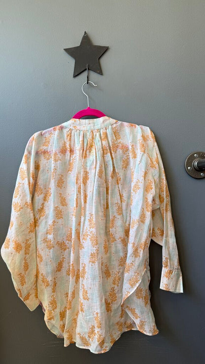 Printed Ruffle Front Blouse