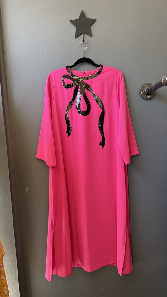 Sequin Bow Maxi Shift Dress