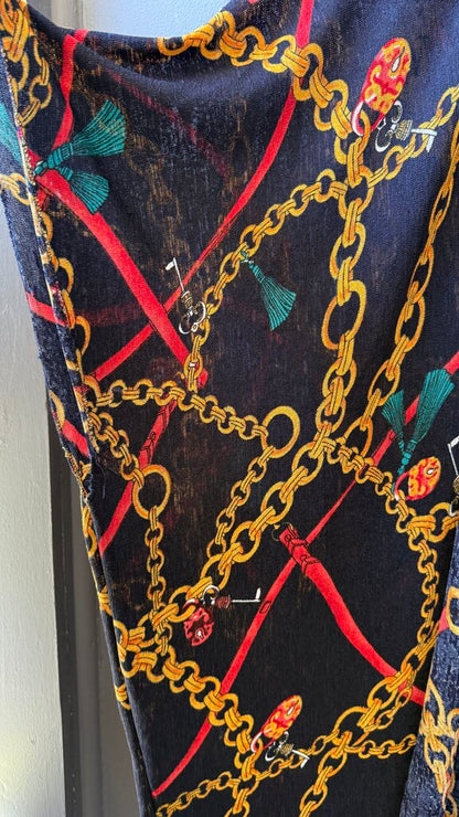 Chain Print Cardigan Poncho Duster