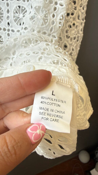 Eyelet Button Up Blouse